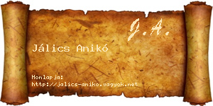 Jálics Anikó névjegykártya